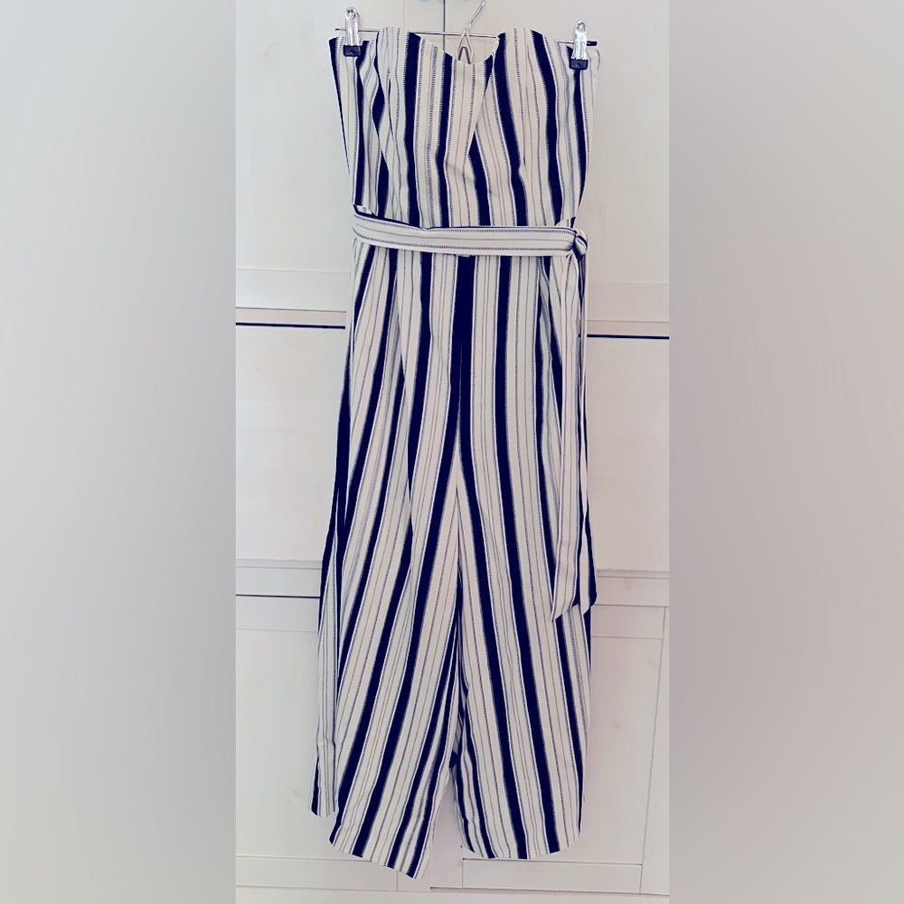 H&M Navy Blue & White Jumpsuit - strapless